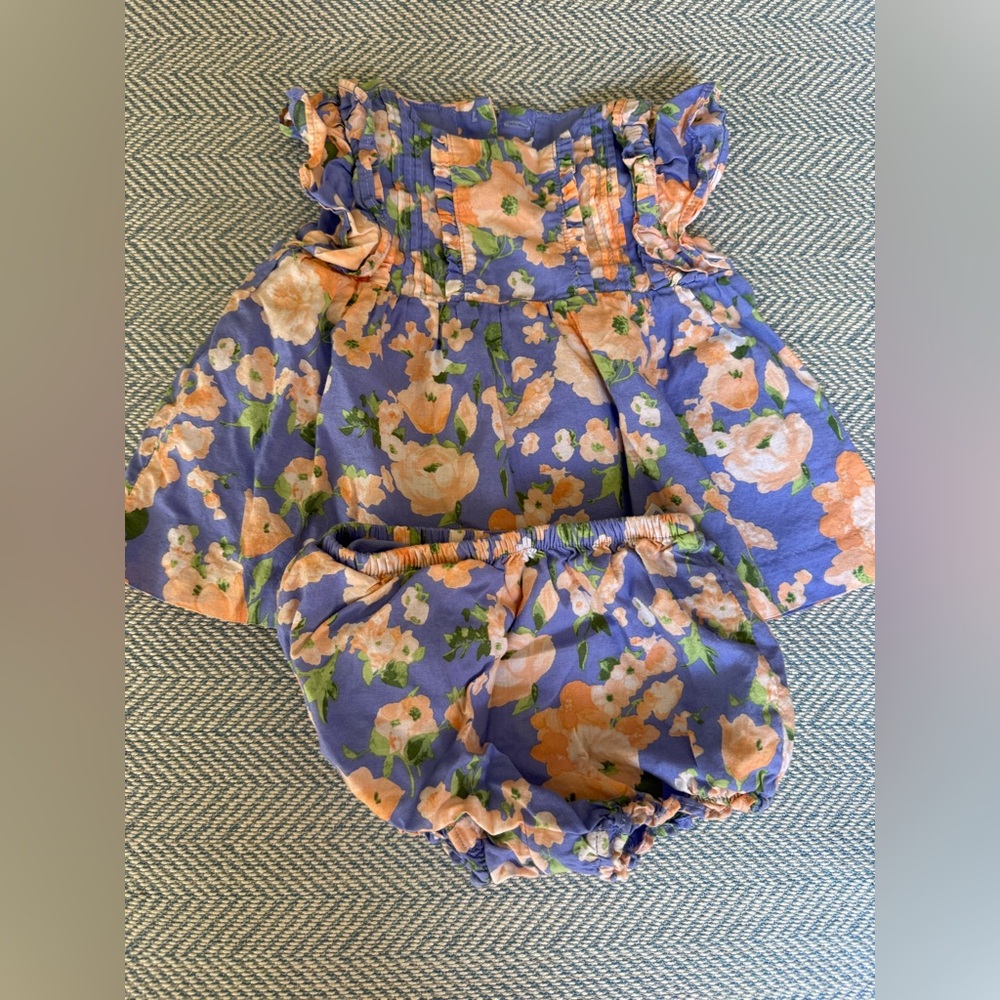 Janie and Jack Lavender and Peach Floral Romper